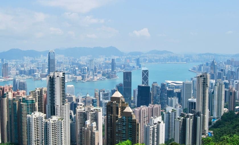 Hong Kong Island's skyline and harbor seen from Victoria Peak