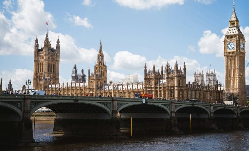 The Palace of Westminster and Big Ben seen across Westminster Bridge, London