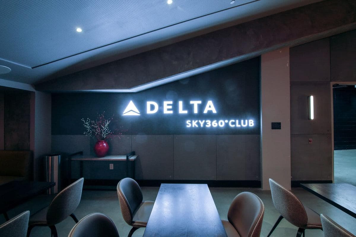 Delta Air Lines branding applied across the Sky Club at Atlanta airport