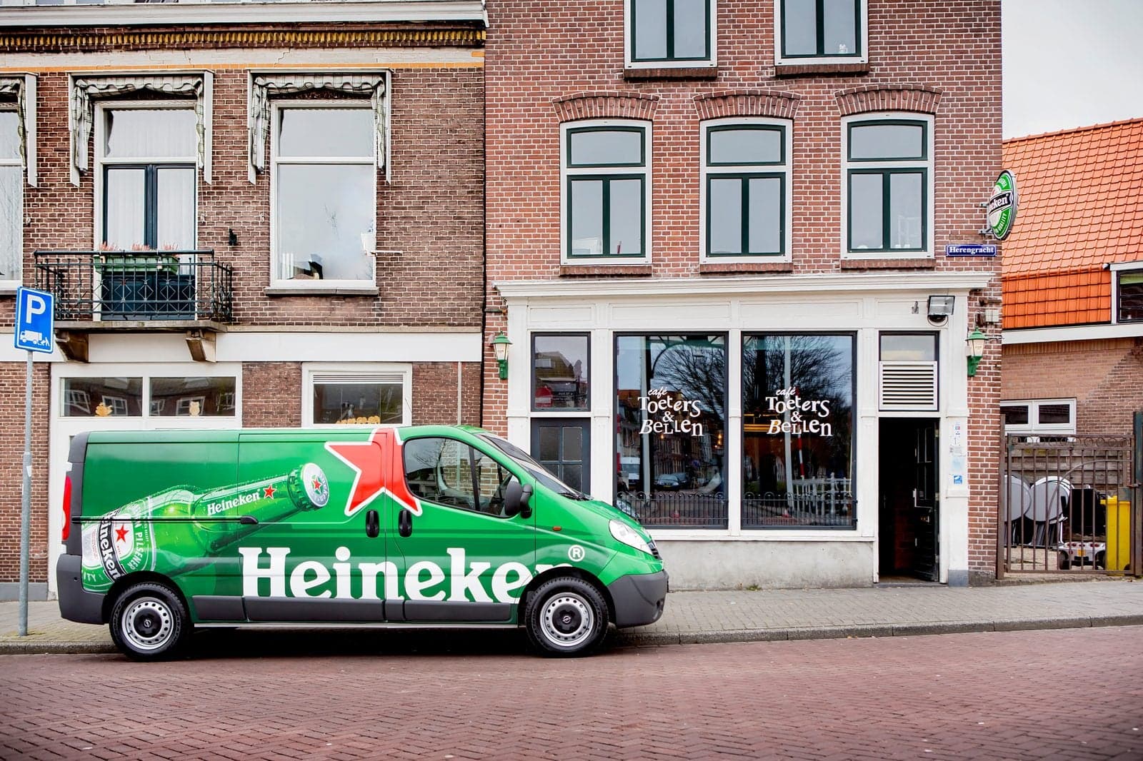 A Heineken delivery van in full brand livery
