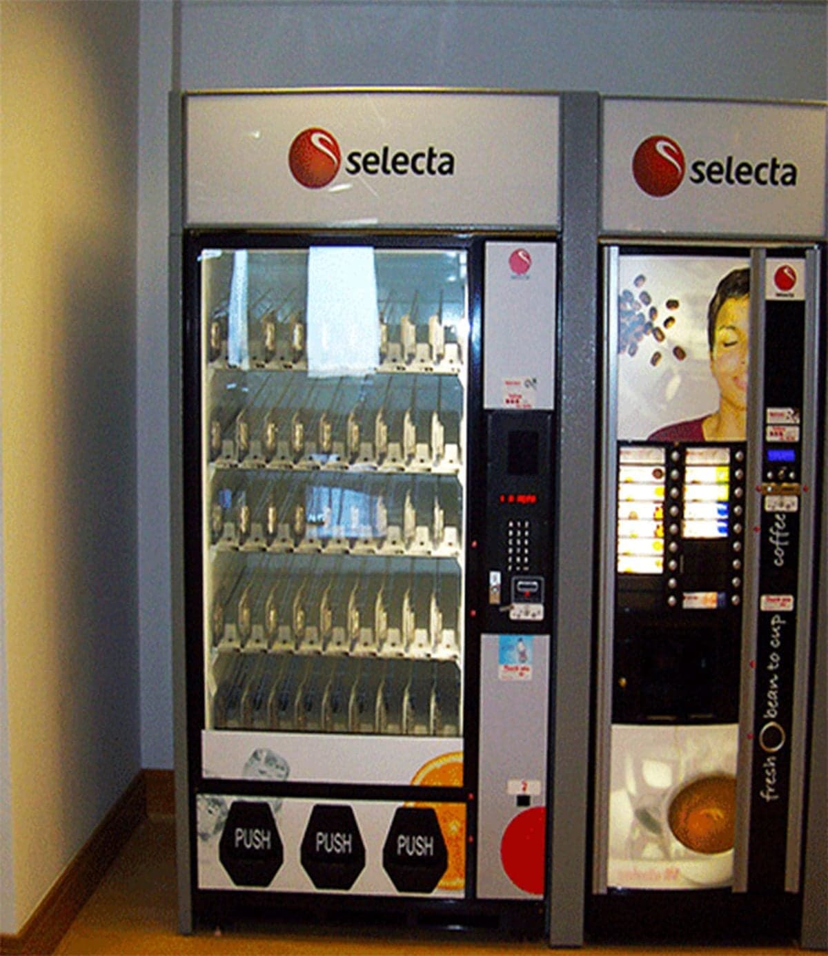 Selecta vending machines carrying the new brand graphics